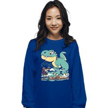 Load image into Gallery viewer, Secret_Shirts Long Sleeve Shirts, Unisex / Small / Royal Blue T-Rex Surprise