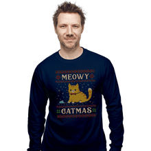 Load image into Gallery viewer, Daily_Deal_Shirts Long Sleeve Shirts, Unisex / Small / Navy Meowy Catmas