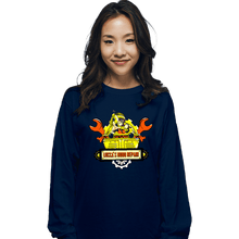 Load image into Gallery viewer, Shirts Long Sleeve Shirts, Unisex / Small / Navy Lucca's Repair Shop