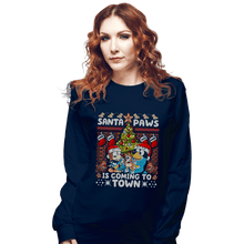 Load image into Gallery viewer, Daily_Deal_Shirts Long Sleeve Shirts, Unisex / Small / Navy Santa Paws Bluey Sweater