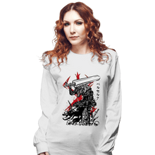 Load image into Gallery viewer, Daily_Deal_Shirts Long Sleeve Shirts, Unisex / Small / White Lone Swordsman sumi-e
