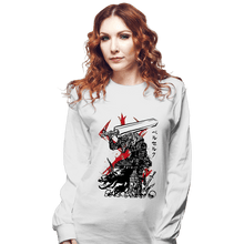 Load image into Gallery viewer, Daily_Deal_Shirts Long Sleeve Shirts, Unisex / Small / White Lone Swordsman sumi-e
