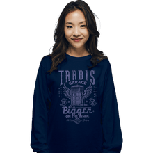 Load image into Gallery viewer, Daily_Deal_Shirts Long Sleeve Shirts, Unisex / Small / Navy Tardis Garage