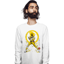 Load image into Gallery viewer, Shirts Long Sleeve Shirts, Unisex / Small / White Yellow Ranger Sumi-e