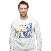 Load image into Gallery viewer, Shirts Long Sleeve Shirts, Unisex / Small / White Lucky Cat Coffee Shop