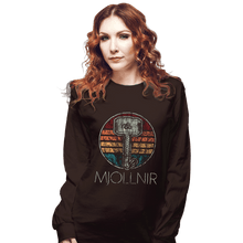 Load image into Gallery viewer, Shirts Long Sleeve Shirts, Unisex / Small / Dark Chocolate Retro Mjollnir