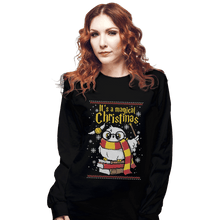 Load image into Gallery viewer, Shirts Long Sleeve Shirts, Unisex / Small / Black Owl Magic Christmas