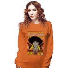 Load image into Gallery viewer, Shirts Long Sleeve Shirts, Unisex / Small / Orange Cowboy Xmas