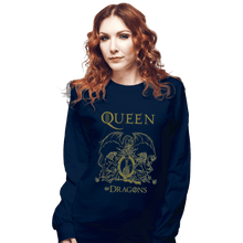 Load image into Gallery viewer, Shirts Long Sleeve Shirts, Unisex / Small / Navy Queen Of Dragons