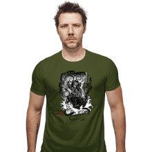 Load image into Gallery viewer, Shirts Fitted Shirts, Mens / Small / Military Green The Hunter And The Demon
