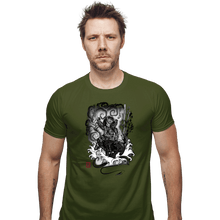 Load image into Gallery viewer, Shirts Fitted Shirts, Mens / Small / Military Green The Hunter And The Demon