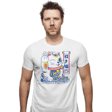 Load image into Gallery viewer, Shirts Fitted Shirts, Mens / Small / White Lucky Cat Coffee Shop