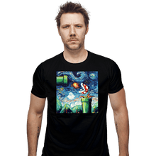 Load image into Gallery viewer, Shirts Fitted Shirts, Mens / Small / Black Van Gogh Never Leveled Up