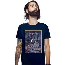 Load image into Gallery viewer, Shirts Fitted Shirts, Mens / Small / Navy Visit Hogwarts