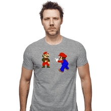 Load image into Gallery viewer, Shirts Fitted Shirts, Mens / Small / Sports Grey Mario Spider-Meme