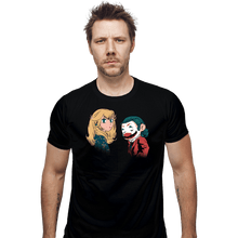 Load image into Gallery viewer, Daily_Deal_Shirts Fitted Shirts, Mens / Small / Black Mario And Peach