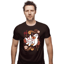 Load image into Gallery viewer, Last_Chance_Shirts Fitted Shirts, Mens / Small / Dark Chocolate Floral Wolf Spirit