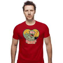Load image into Gallery viewer, Daily_Deal_Shirts Fitted Shirts, Mens / Small / Red Kaiju Love