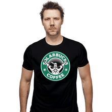 Load image into Gallery viewer, Shirts Fitted Shirts, Mens / Small / Black Wake Up And Praise The Coffee