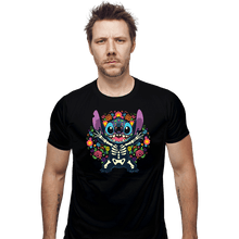Load image into Gallery viewer, Daily_Deal_Shirts Fitted Shirts, Mens / Small / Black Stiched Calavera