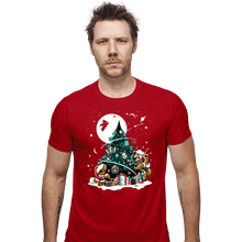 Load image into Gallery viewer, Daily_Deal_Shirts Fitted Shirts, Mens / Small / Red Galaxy Christmas