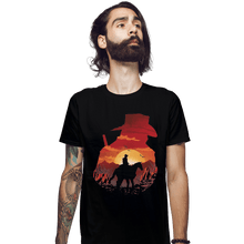 Load image into Gallery viewer, Shirts Fitted Shirts, Mens / Small / Black Red Sunset