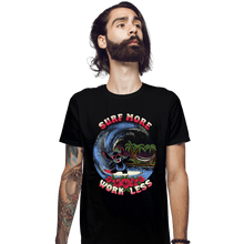 Load image into Gallery viewer, Daily_Deal_Shirts Fitted Shirts, Mens / Small / Black Surf More Work Less