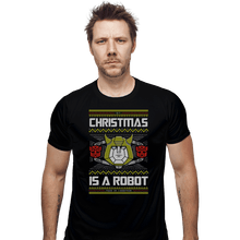 Load image into Gallery viewer, Shirts Fitted Shirts, Mens / Small / Black Christmas Is A Robot