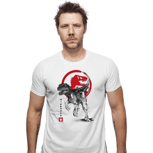 Load image into Gallery viewer, Secret_Shirts Fitted Shirts, Mens / Small / White Velociraptor Sumi-E
