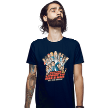 Load image into Gallery viewer, Daily_Deal_Shirts Fitted Shirts, Mens / Small / Navy Dunder Mifflin VS. The World