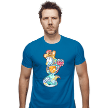 Load image into Gallery viewer, Shirts Fitted Shirts, Mens / Small / Sapphire Magical Silhouettes - Cheshire Cat