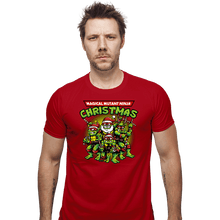 Load image into Gallery viewer, Daily_Deal_Shirts Fitted Shirts, Mens / Small / Red Christmas Ninjas