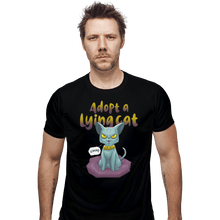 Load image into Gallery viewer, Shirts Fitted Shirts, Mens / Small / Black Adopt A Lying Cat