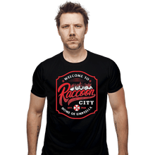 Load image into Gallery viewer, Shirts Fitted Shirts, Mens / Small / Black Raccoon City