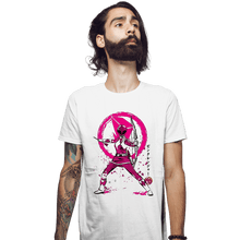 Load image into Gallery viewer, Shirts Fitted Shirts, Mens / Small / White Pink Ranger Sumi-e