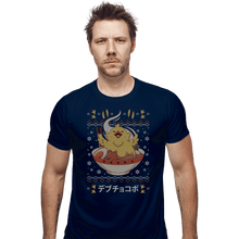 Load image into Gallery viewer, Shirts Fitted Shirts, Mens / Small / Navy Fat Chocobo Ramen Christmas Sweater