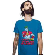 Load image into Gallery viewer, Shirts Fitted Shirts, Mens / Small / Sapphire Planeteer Call