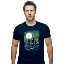 Load image into Gallery viewer, Shirts Fitted Shirts, Mens / Small / Navy Starry Paris Cats