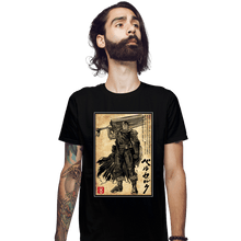 Load image into Gallery viewer, Daily_Deal_Shirts Fitted Shirts, Mens / Small / Black Black Swordsman Woodblock