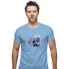 Load image into Gallery viewer, Shirts Fitted Shirts, Mens / Small / Powder Blue Skull Style