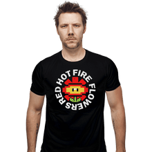 Load image into Gallery viewer, Shirts Fitted Shirts, Mens / Small / Black Red Hot Fire Flowers