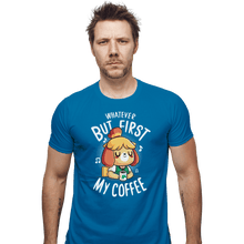 Load image into Gallery viewer, Shirts Fitted Shirts, Mens / Small / Sapphire First My Coffee