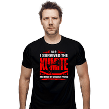 Load image into Gallery viewer, Daily_Deal_Shirts Fitted Shirts, Mens / Small / Black I Survived The Kumite