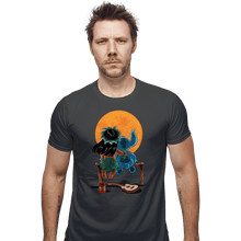 Load image into Gallery viewer, Daily_Deal_Shirts Fitted Shirts, Mens / Small / Charcoal Alien And Girl Gazing At The Moon