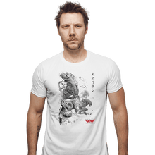 Load image into Gallery viewer, Shirts Fitted Shirts, Mens / Small / White Xenomorphs Invasion Sumi-e