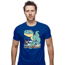 Load image into Gallery viewer, Shirts Fitted Shirts, Mens / Small / Royal Blue T Rex Surprise