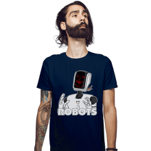 Load image into Gallery viewer, Daily_Deal_Shirts Fitted Shirts, Mens / Small / Navy Robots
