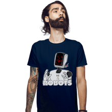 Load image into Gallery viewer, Daily_Deal_Shirts Fitted Shirts, Mens / Small / Navy Robots