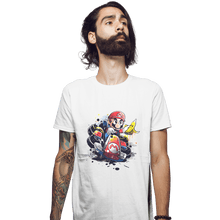 Load image into Gallery viewer, Shirts Fitted Shirts, Mens / Small / White Go Kart Watercolor