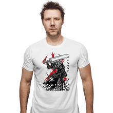 Load image into Gallery viewer, Daily_Deal_Shirts Fitted Shirts, Mens / Small / White Lone Swordsman sumi-e